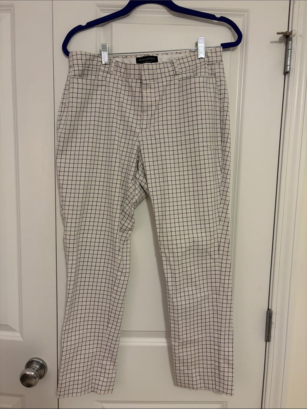 Banana Republic Cream Trousers with Black Windowpane